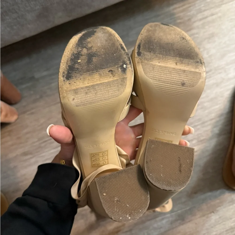 Nude Tie Up Platform Heels